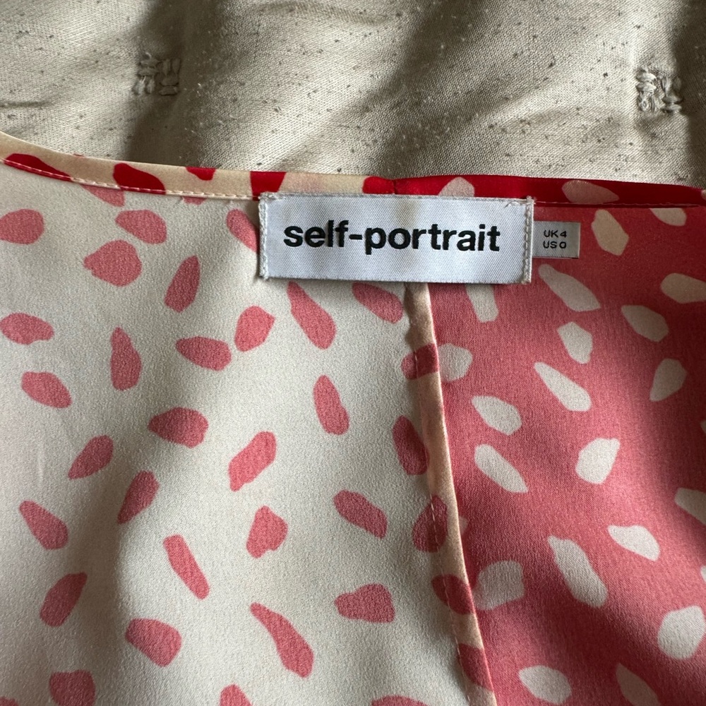 Authentic Self Portrait Satin Split Printed Polka… - image 3